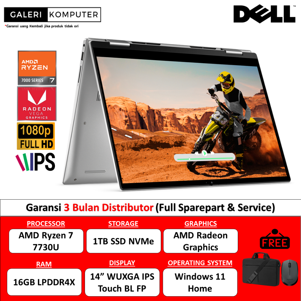 Dell Inspiron 14 7435 2in1 AMD Ryzen 7 7730U 16GB 1TB SSD WUXGA IPS Touch Windows 11