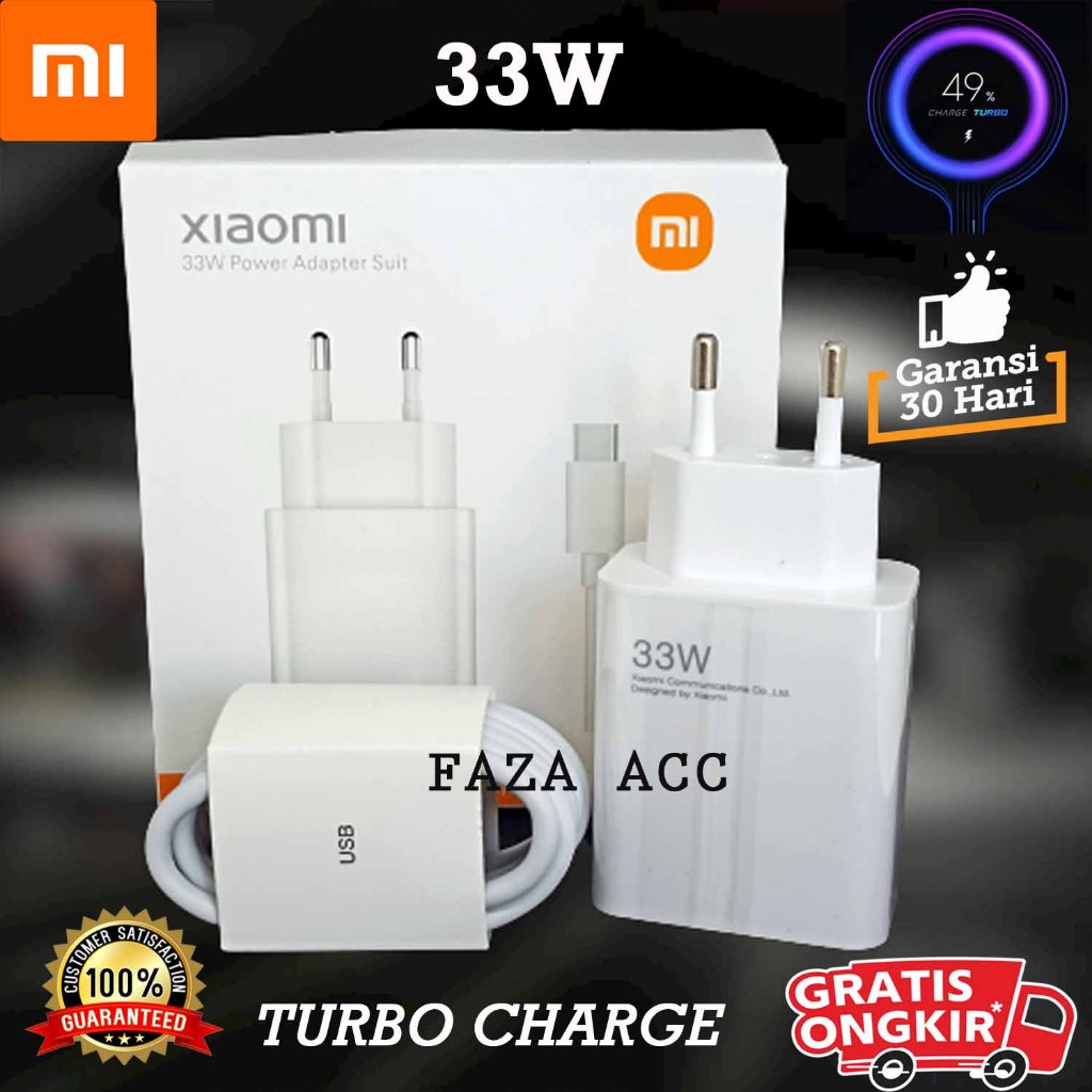 CHARGER XIAOMI REDMI TURBO ORIGINAL ASLI 33 WATT NON DESIMAL ORI SUPER FAST CHARGING MICRO USB/TYPE 