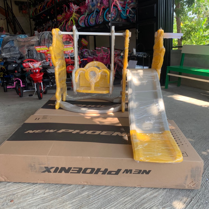 Perosotan Anak Murah + ring basket / Mainan Anak PEROSOTAN Prosotan  AYUNAN ANAK DINO SLIDE SWING Sp