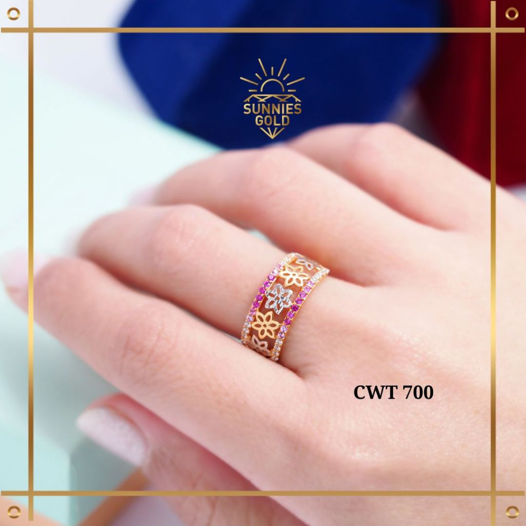 CINCIN EMAS ASLI KADAR 6K & 8K CINCIN WANITA MODEL RING BUNGA TERBARU CT 700