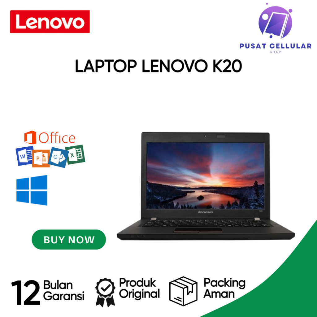 Laptop SLIM Lenovo K20 - Core i3 Gen 5 / RAM 8GB / SSD 512GB | WINDOWS | FREE OFFICE | FREE TAS &amp; MOUSE