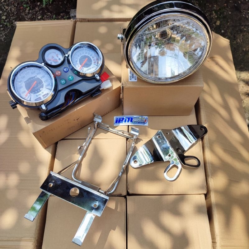 LAMPU NINJA SS SET+SEPIDO+BREKET,LAMPU DEPAN FULLSET NINJA SS,LAMPU NINJA SS FULLSET SEPIDOMETER,LAM