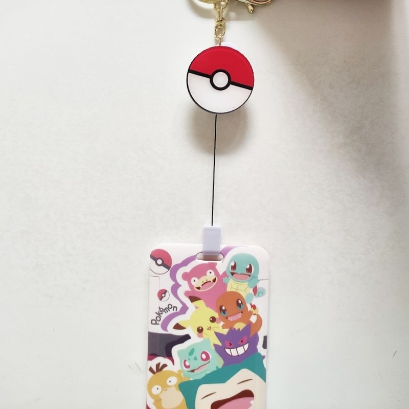 

Name Tag ID Card Badge Reel Holder Keychain / Gantungan Wadah Kartu Identitas e-money Pokemon Go