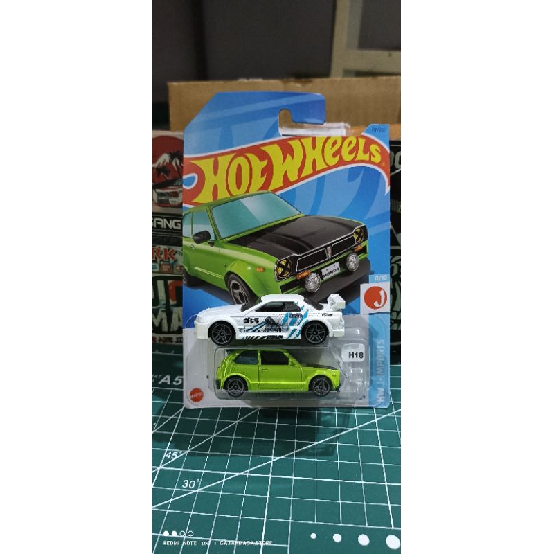 hot wheels civic costum hijau dan gojila loose
