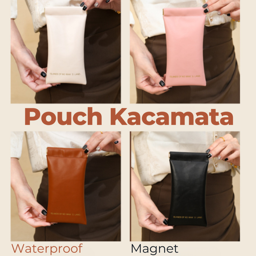 Pouch Kacamata kulit Multifungsi - Tas Kacamata Kulit leather waterproof MAGNET