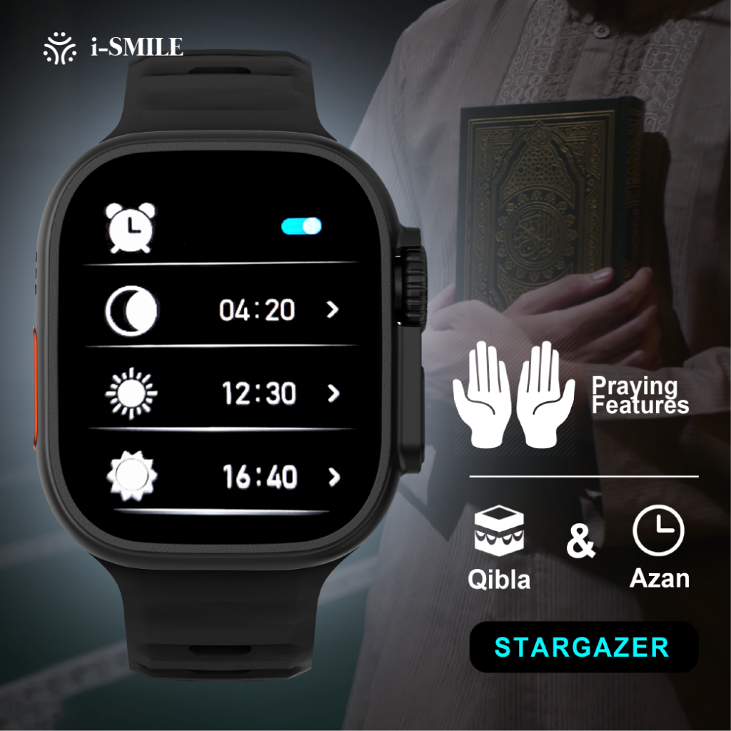 OPMO STARGAZER ULTRA SMARTWATCH PRIA 2.0 INCH DISPLAY, CEK KIBLAT, PENGINGAT WAKTU SHOLAT, WIRELESS 