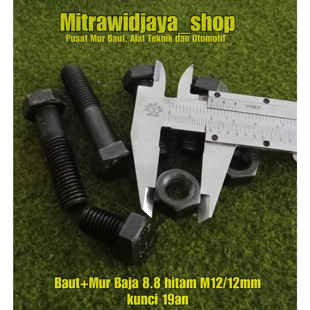 Baut baja 8.8 kunci 17 19 baut baja M12 baut kunci 19an panjang 3cm 4cm 5cm 6cm 7cm 8cm 9cm 10m 11cm