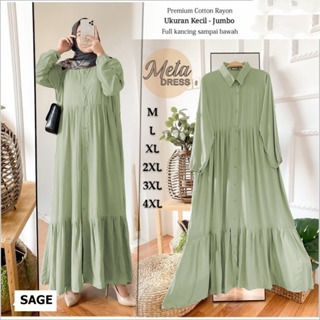 Meta Dress Baju Pakaian Wanita Bahan Rayon Premium kuran Jumbo M L XL XXL COD