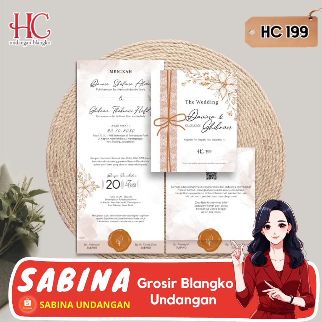 BLANGKO UNDANGAN PERNIKAHAN ATAU KERTAS UNDANGAN HC 199 | SABINA UNDANGAN | UNDANGAN NIKAH | | KARTU
