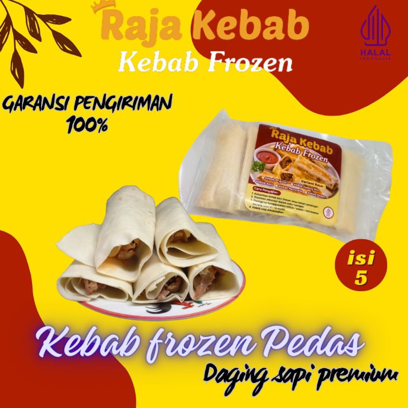 

Kebab Frozen Pedas Plastik Isi 5 daging sapi premium RAJA KEBAB FROZEN