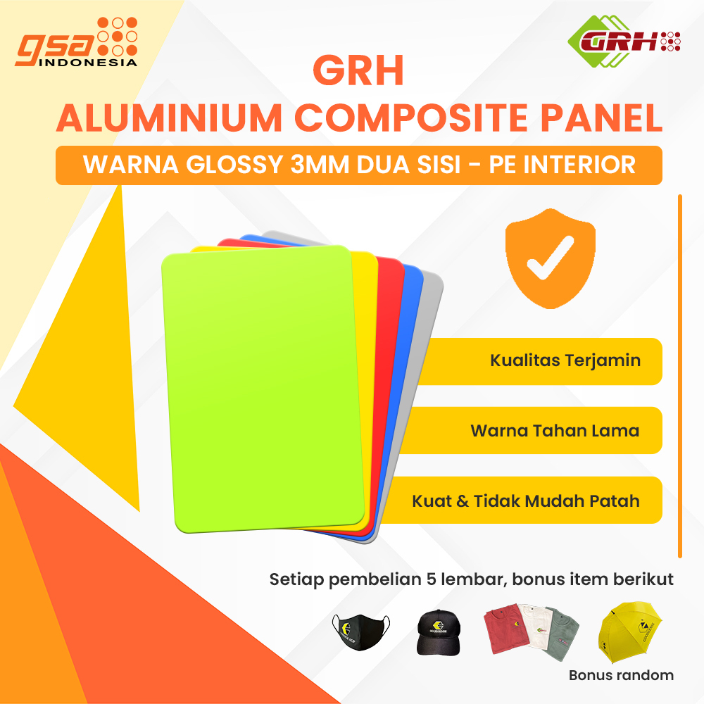 ACP Ukuran Pintu Aluminium Composite Panel GRH 3mm Warna Dua Sisi