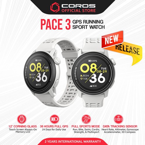 COROS Pace 3 GPS Running Sport Watch Nylon White