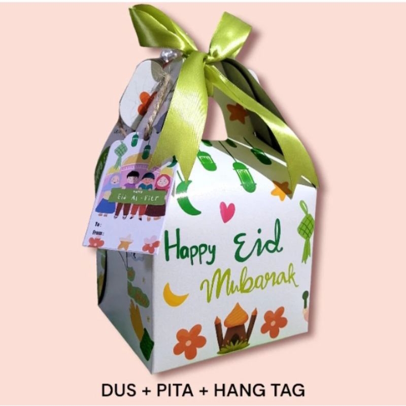 

Gable Box Cetak Happy Eid Mubarak-Dus kue kering 12x12x12cm muat 2 toples Bulat 250gr