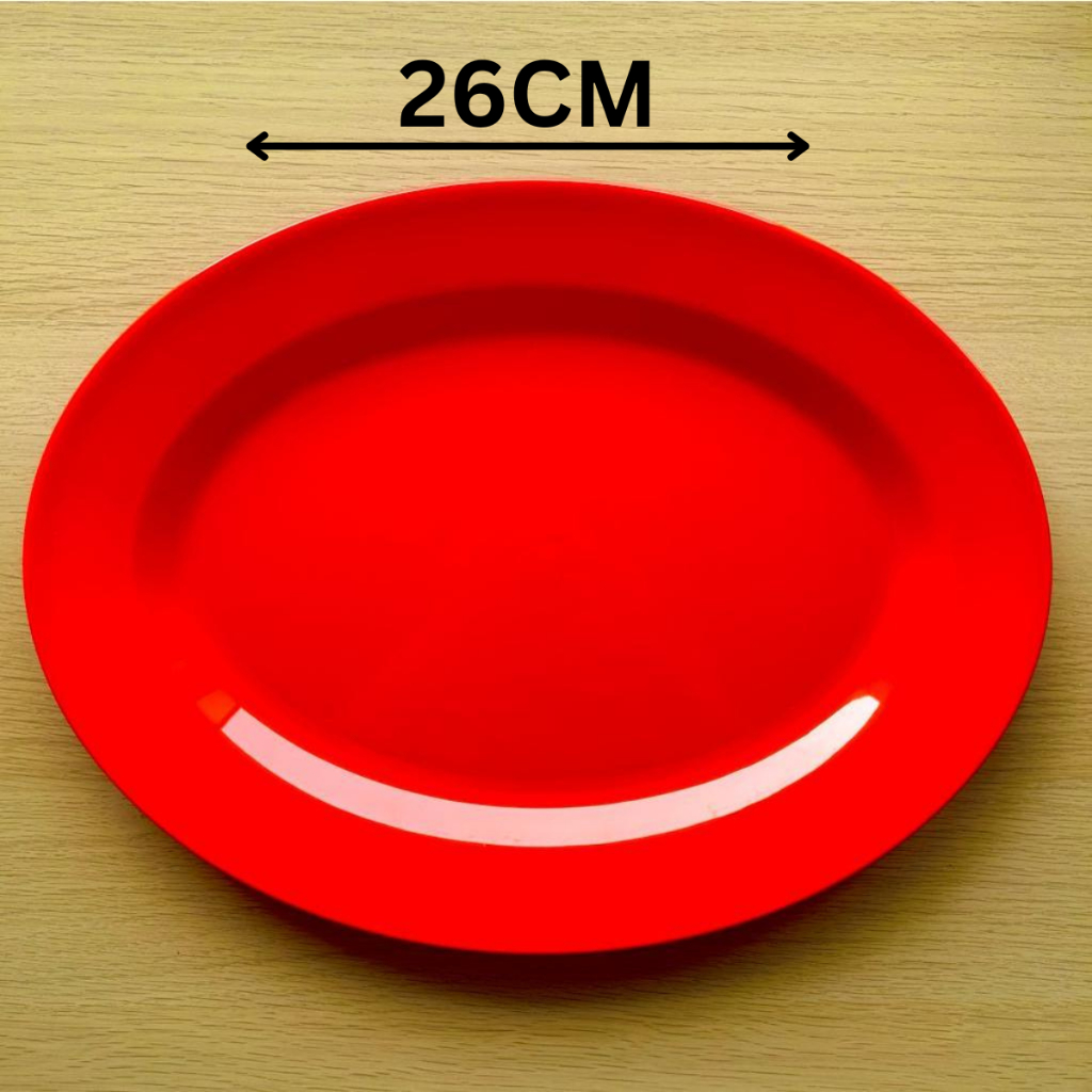 Piring Saji Melamin Oval 10 Inch Ikan Pecel Lauk Semi Melamine Lonjong