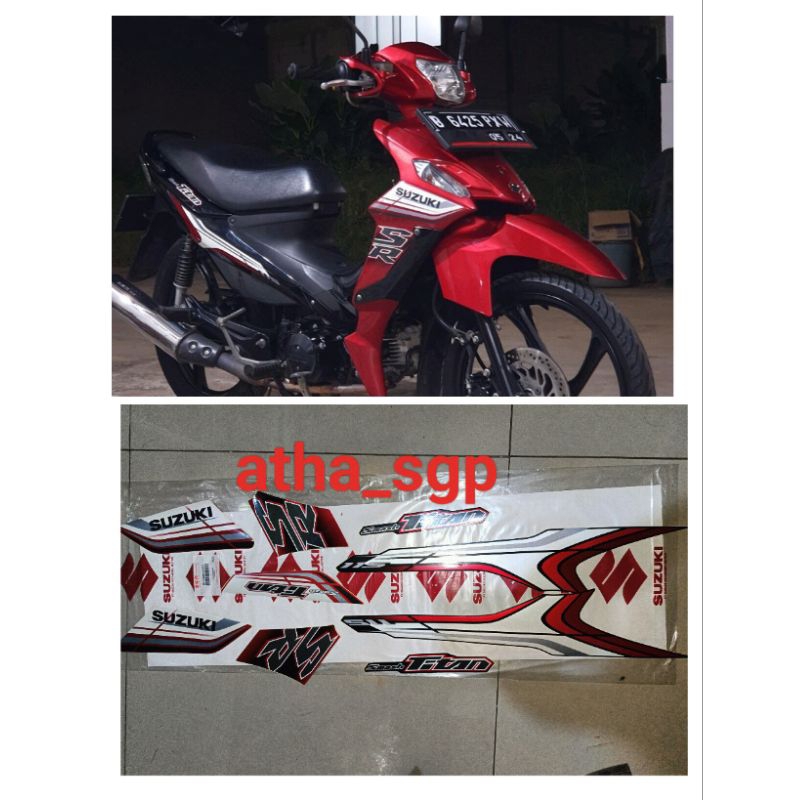 stiker body striping merah hitam suzuki smash titan 2012 ori sgp
