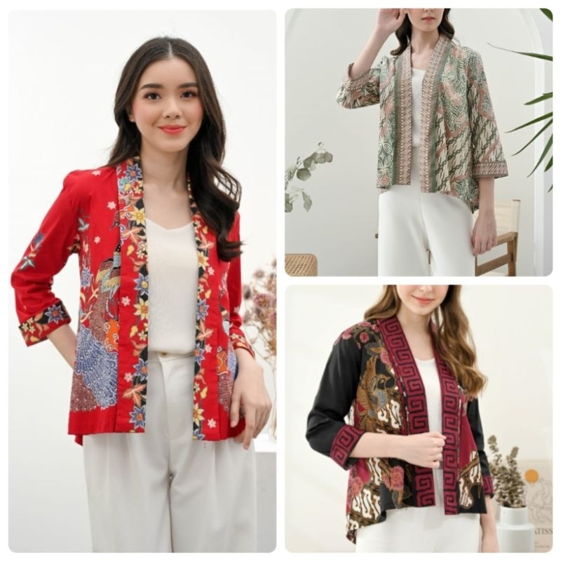 Blazer Batik Wanita CardiganKantor Outer Batik Lengan Panjang 241