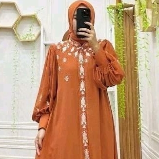Gamis Najwa free hijab bordir premium //Gamis ceruty set hijab bordir // Gamis terbaru ceruty bordir
