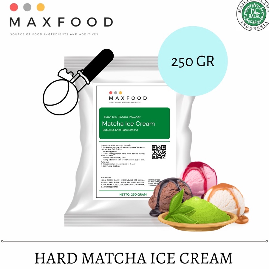 

XLLP9669 Terbaru MAXFOOD Hard Matcha Ice Cream Bubuk Es Krim Rasa Green Tea 25 Gr