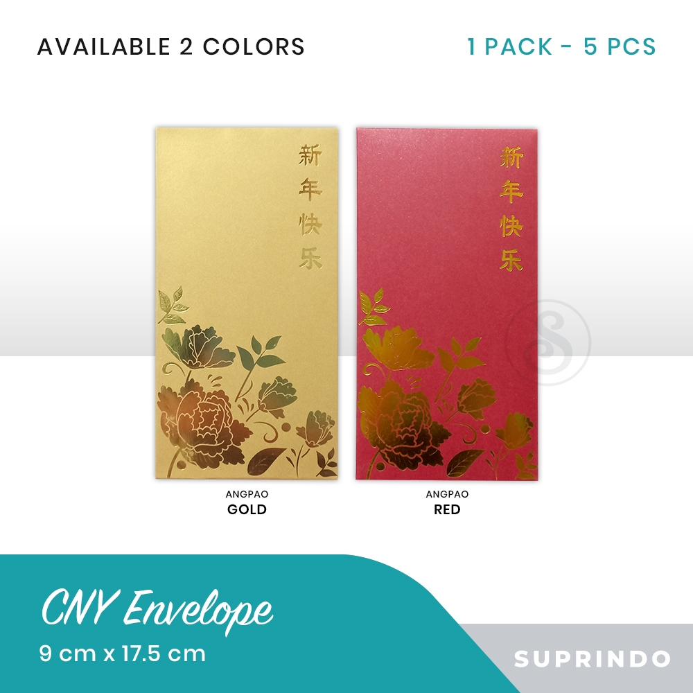 

ANGPAO IMLEK / ANGPAO CNY / AMPLOP IMLEK CHINESE NEW YEAR uk. 9 x 17.5 cm (5 pcs)
