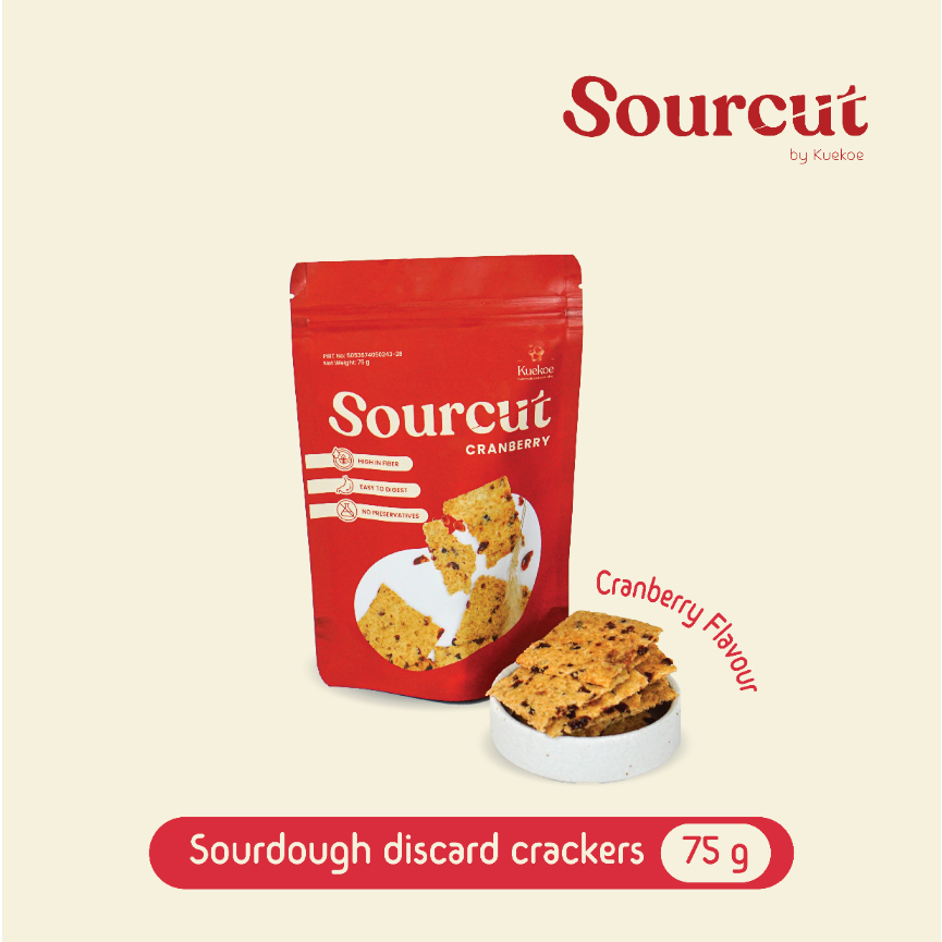 

Sourdough Crackers by SOURCUT - sourdough discard, easy to digest - Cranberry 75 gr