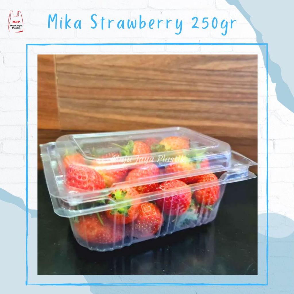 Mika Strawberry isi 50pcs TEBAL MURAH/ mika stroberi 250 gram 500 gram 800gram 1kg/ mika kue MURAH/ mika buah/ mika strobery/ stroberi/mika buah/plastik buah stroberi