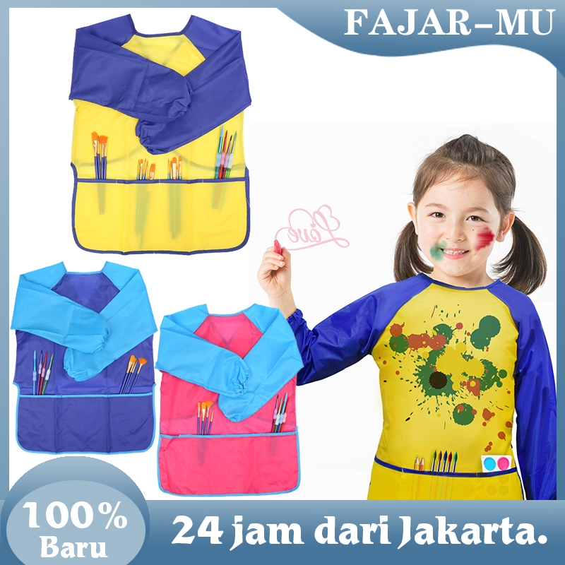 Apron Anak Melukis Anti Air Apron Lukis Anak Lengan Panjang Celemek Melukis Dengan Kantong