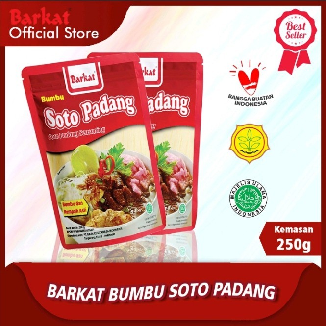 

Barkat Bumbu Soto Padang 250 gram Harga 1 pcs. Bumbu Khas Padang Sejak 1939