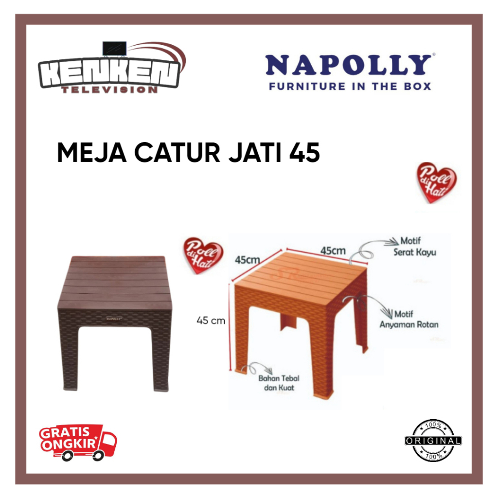 Meja Plastik Catur Napolly 45 Meja Napolly Plastik Meja Catur Napolly Jati