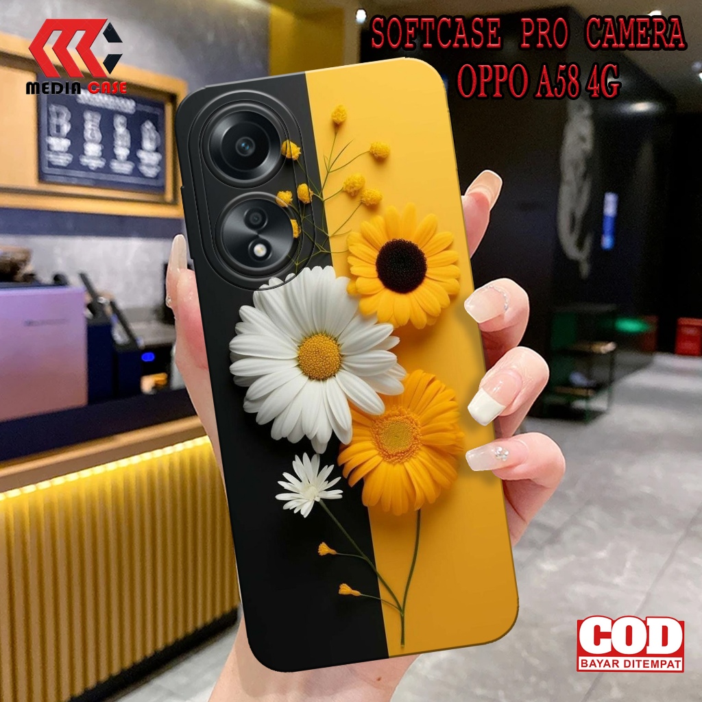 Case Hp OPPO A58 4G Terbaru - Motif Case BUNGA - Casing Hp OPPO A58 4G - Softcase Hp OPPO A58  - Kes