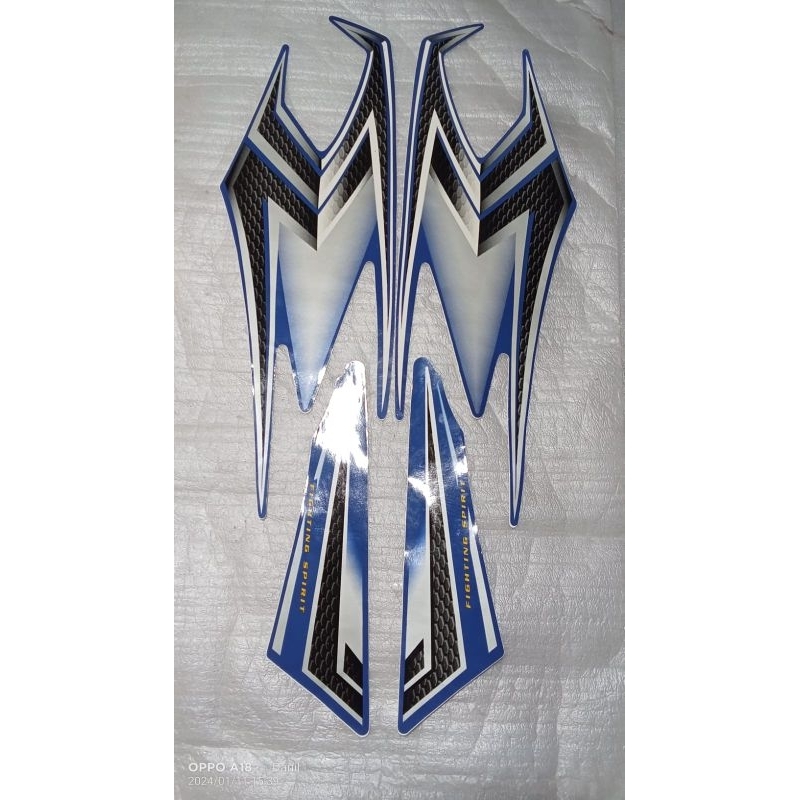 Striping stiker body kanan kiri full set RX King RXK Tahun 2004 warna biru silver Original Santac
