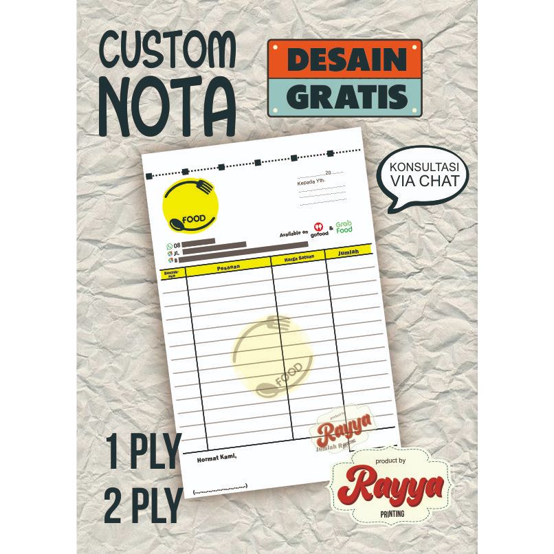 

NOTA KWITANSI CUSTOM BEBAS EDIT DESAIN 1 PLY 2 PLY TANPA MINIM ORDER