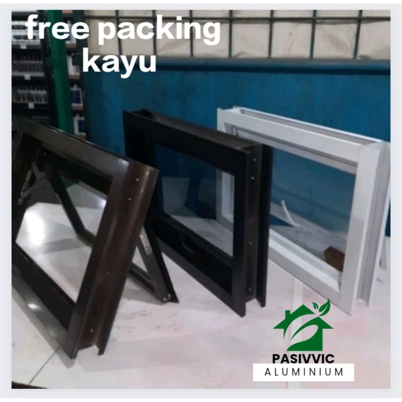 jendela aluminium jendela Boven/ventilasi 60x40 free packing kayu