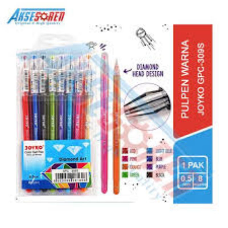

Pulpen Warna Warni Joyko [GPC-310S/10 Warna] ini merupakan pulpen gel yang berwarna warni yang bisa digunakan untuk menulis atau mewarnai gambar / sketsa tulisan. - Pulpen gel warna