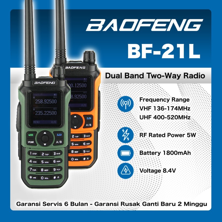BAOFENG BF-21L HT Walkie Talkie Dual Band Two Way Radio
