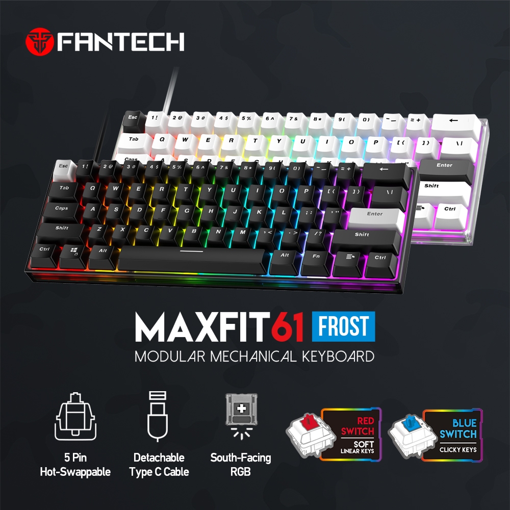 Fantech hotswap Mechanical Keyboard MK857 MAXFIT61 FROST