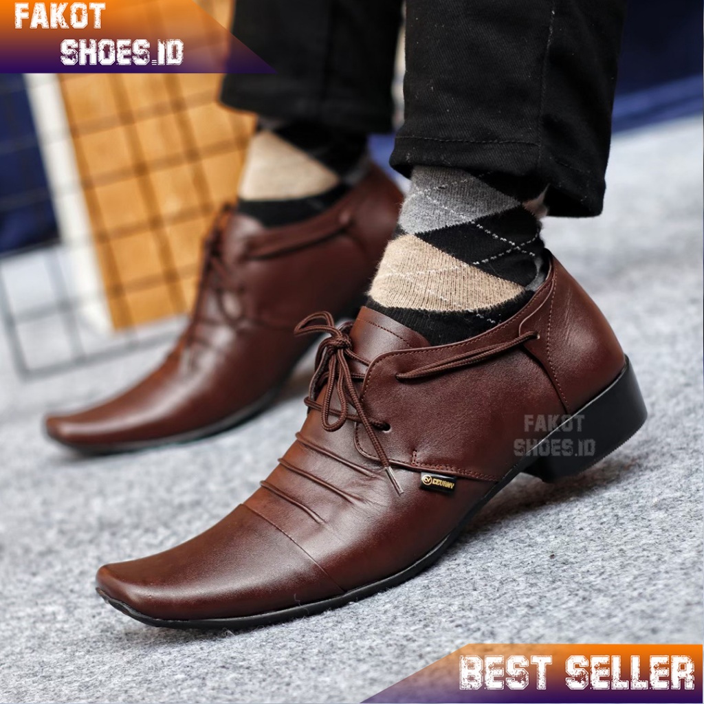FAKOT SHOES REMPEL TALI - Sepatu Pria Oxford Pantofel Tinggi Formal Kerja Casual Hitam Pria