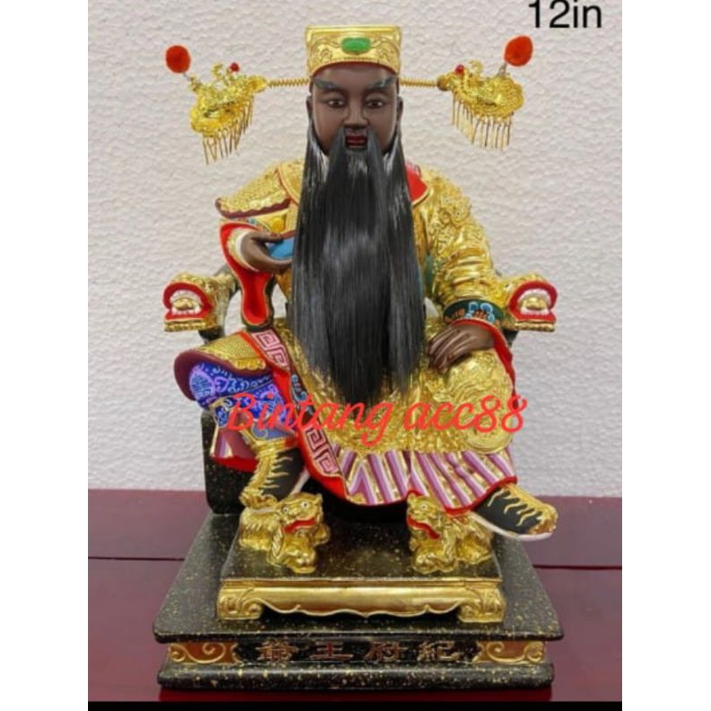 patung dewa ki ong/ ki hu ong ya- kayu taiwan - 12inch - 24