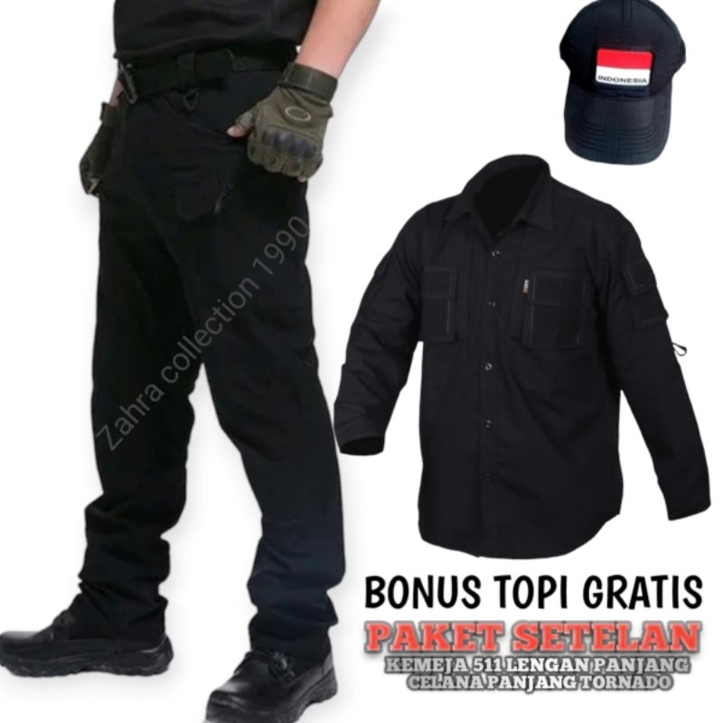 PAKET HEMAT SETELAN KEMEJA TACTICAL 511 PDL /LENGAN PANJANG &CELANA PANJANG TACTICAL TORNADO