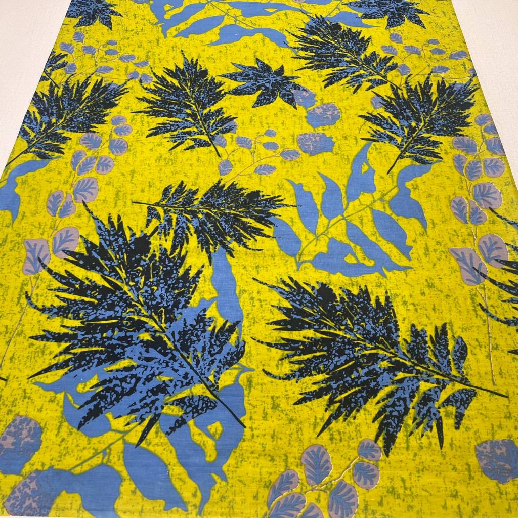 Kain Batik 2 Meter Motif Ecoprint Kuning Biru Abu Putih Buatan Pekalongan Katun