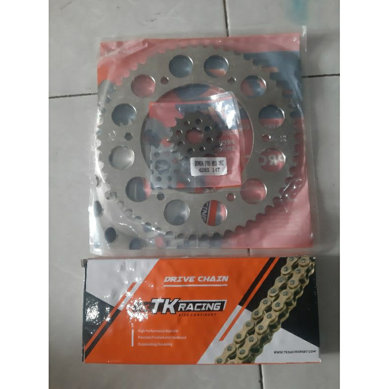 Gir set CRF 150L TK racing 428HS 140L ukuran 49 - 55 gold