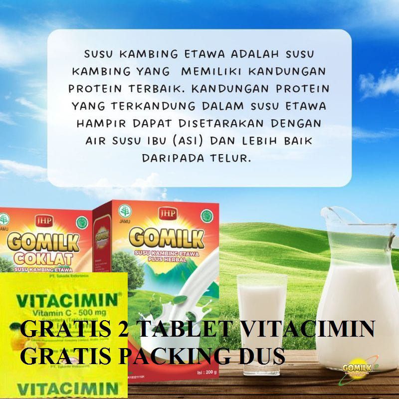 

Paket 2 Box Susu Kambing Etawa Gomilk Go Milk plus Herbal dan daun Kelor solusi obat maag dan asam lambung