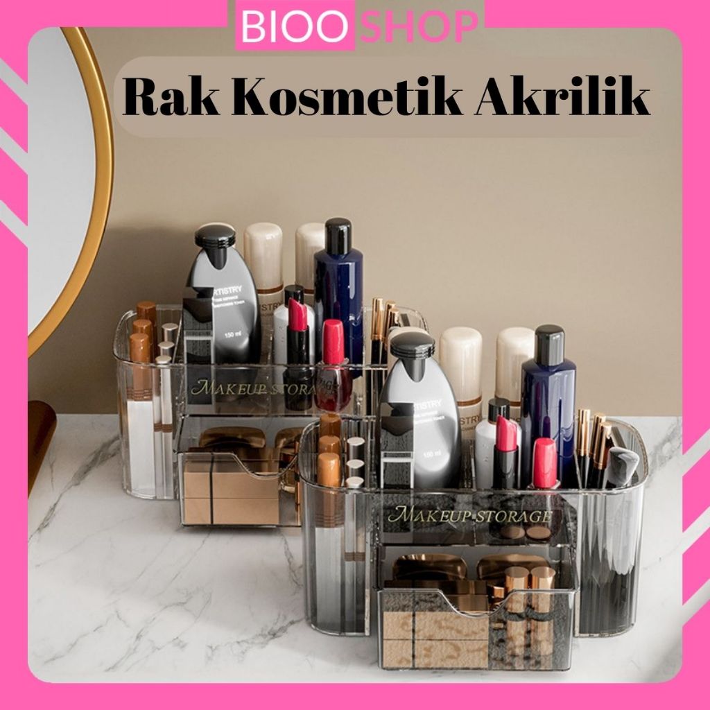 Rak Kosmetik Akrilik Organizer / Rak Aksesoris Make Up Transparan | Biooshop