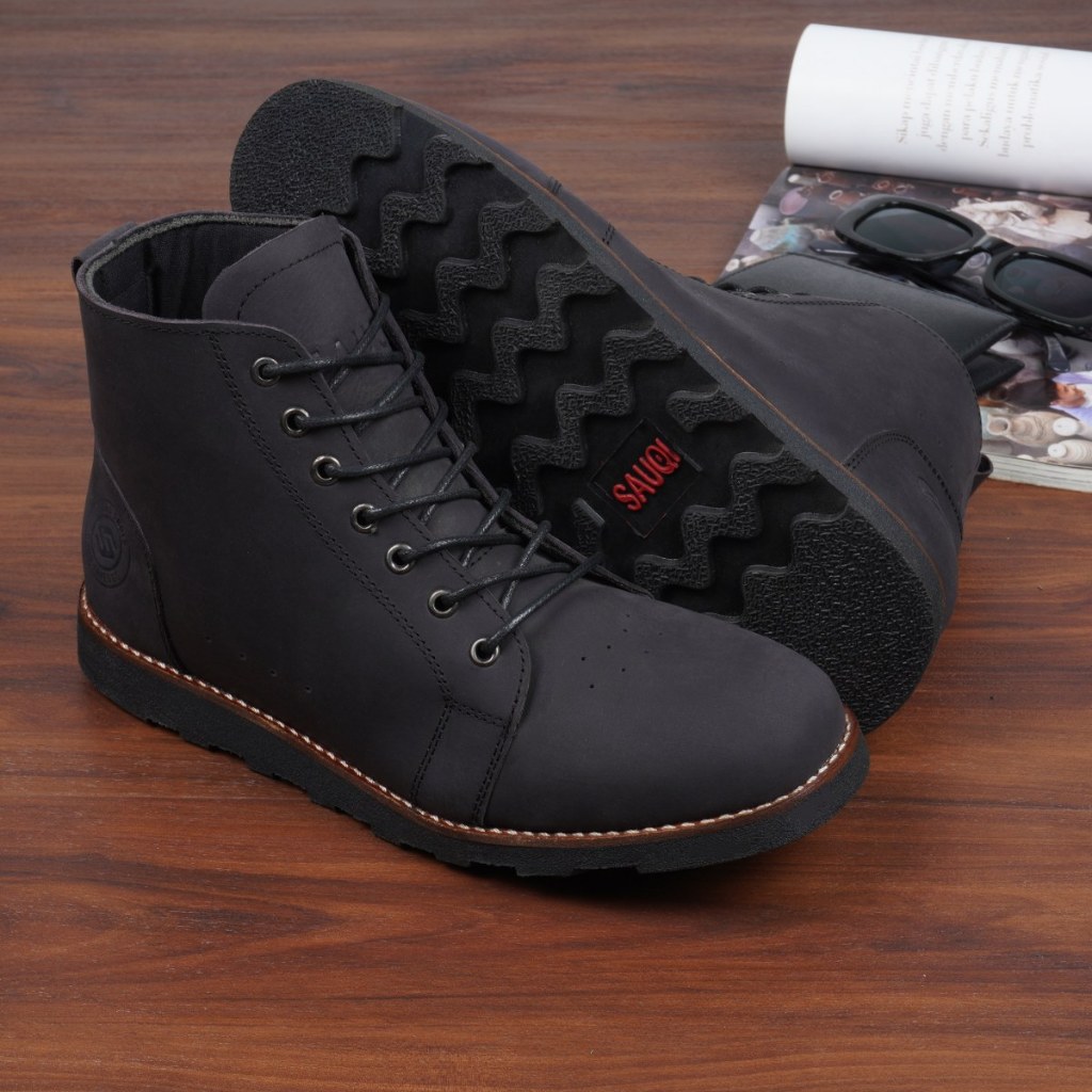 Kualitas Super Sepatu Boots Kulit Fashion Pria Sepatu Formal Barbados Boots Kekinian Pria Kulit Asli