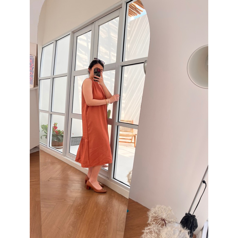 LAINE - Agatha Flare Dress | CNY Dress | Dress Wanita | Dress Semiwool | Dress Midi | Ruffle Dress |