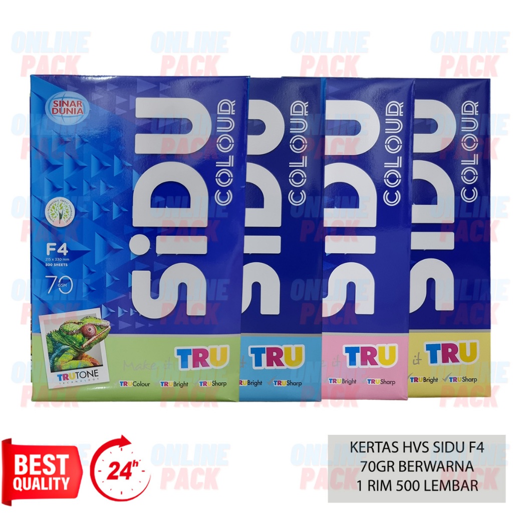 

KERTAS HVS SIDU F4 FOLIO 70GR BERWARNA PINK HIJAU KUNING BIRU MERAH MUDA 70 GSM GRAM 1 RIM 500 LEMBAR ROSE LAGOON CREAM OCEAN COLOUR TRU CERAH TAJAM COPY LASER FAX INKJET