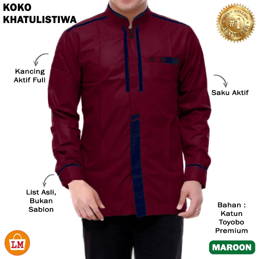 ABDULLAH 2 - BAJU KOKO KEMEJA KURTA PRIA LAKI LAKI MUSLIM DEWASA BAPAK BAPAK S M L XL XXL 3XL KATUN 