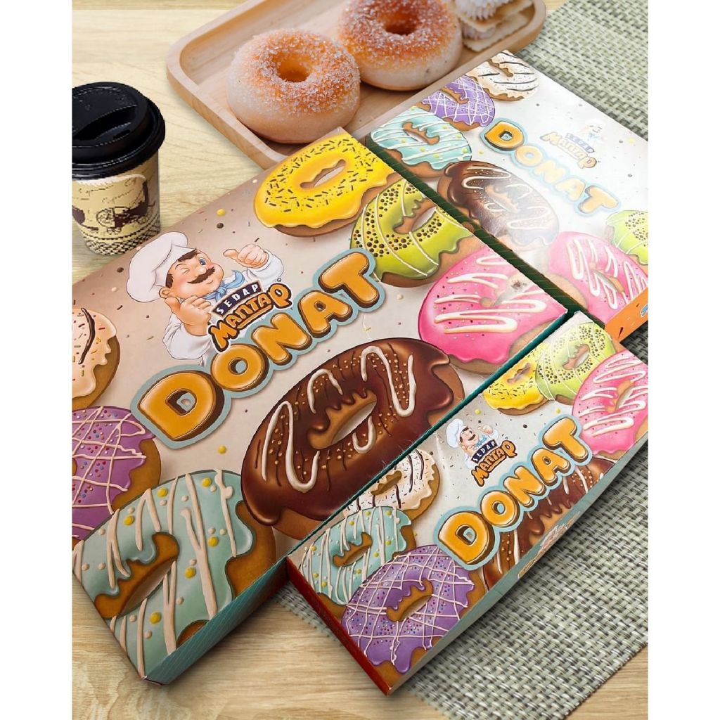 Kardus Box Donat Isi 3 / Kotak Dus Box Donat Bomboloni Isi 3 / 27,59,55,5 cm