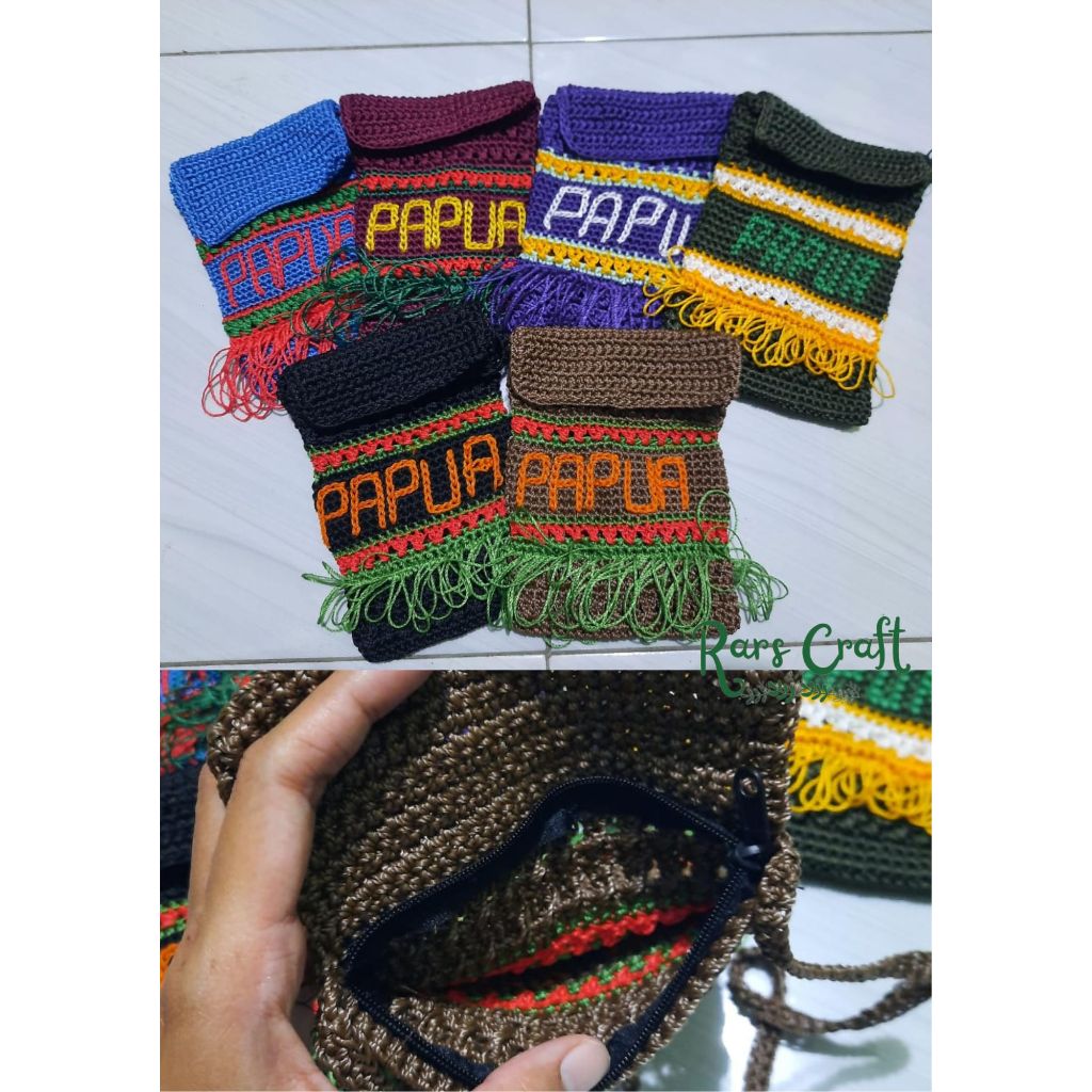 tas noken , tas papua , tas rajut, Tas paspor, tas selempang kecil wanita, tas unik, tas souvenir, t