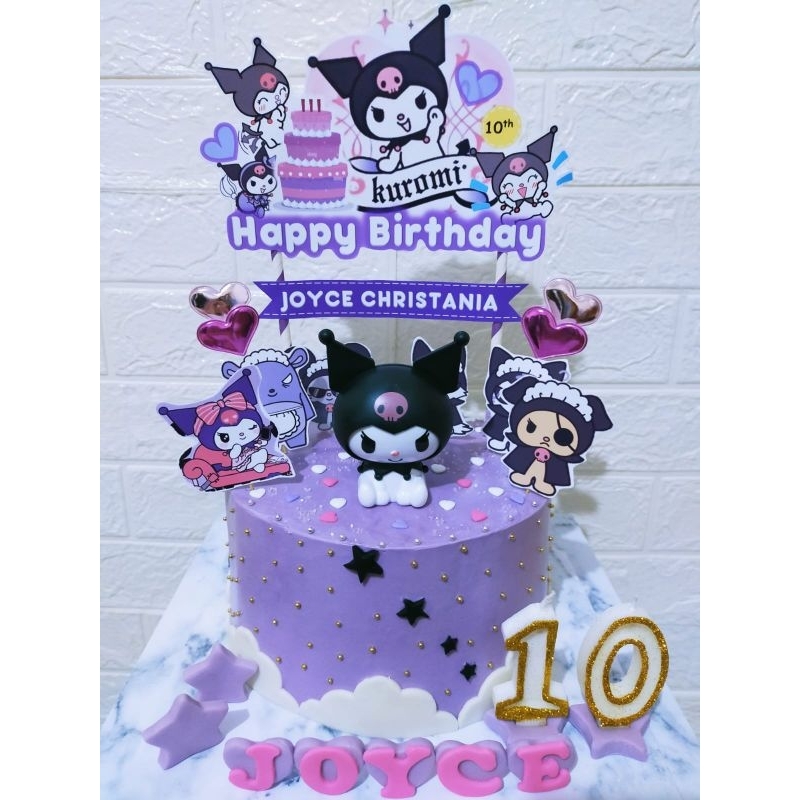 Cake topper kuromi cinnamoroll babybus free custom nama dan umur