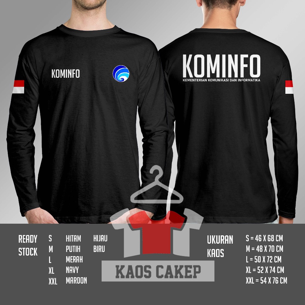 Kaos KOMINFO Kementerian Komunikasi Dan Informatika Lengan Panjang Baju Distro